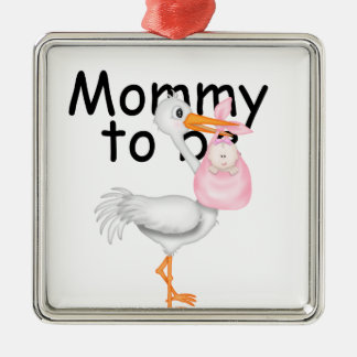 Ornement Métallique maman à être. Cigogne de maternité