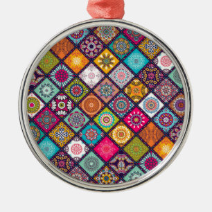 Ornement Métallique Mandala motif marocain coloré