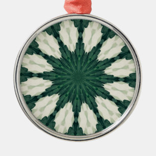 Ornement Métallique Mandala tropical de Sacramento vert et feuille arg