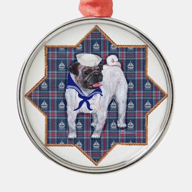 Ornement Métallique Marin Pug (Devant)