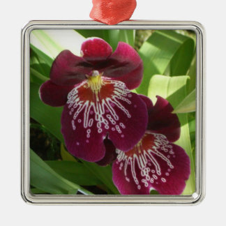 Ornement Métallique Maroon Orchids II
