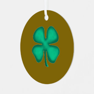 Ornement métallique marron Trèfle irlandais à 4 fe