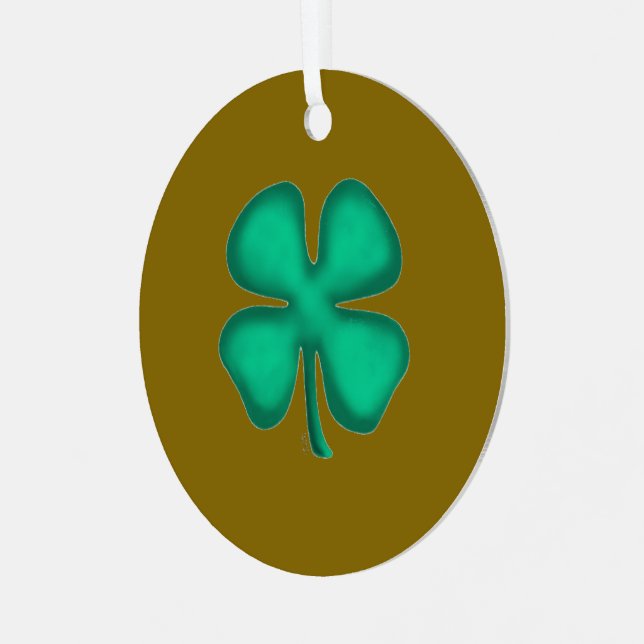 Ornement métallique marron Trèfle irlandais à 4 fe (Avant gauche)