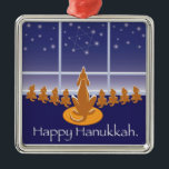 Ornement Métallique Médaillon de WagsToWishes_Menorah Dogs_Hanukkah<br><div class="desc">Notre médaillon plein d'espoir de chiens de Hanoukka fait un grand cadeau pour une des huit nuits,  et mettra certainement un sourire rougeoyant sur le visage de n'importe quel destinataire chanceux.</div>