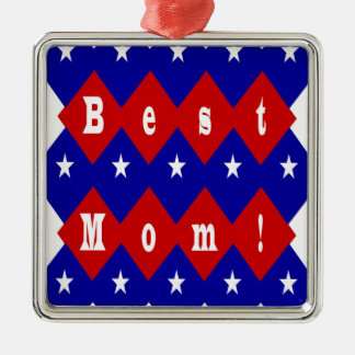 Ornement Métallique Meilleure maman en forme de diamant patriotique