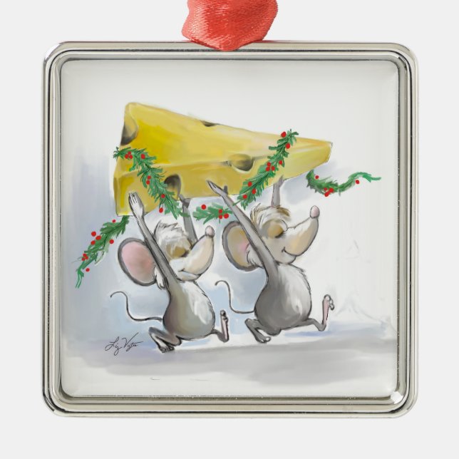 Ornement Métallique Merry Mice Mic & Mac Square Premium Ornament (Devant)