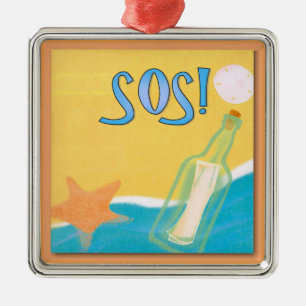 Ornement Métallique Message dans une bouteille 1