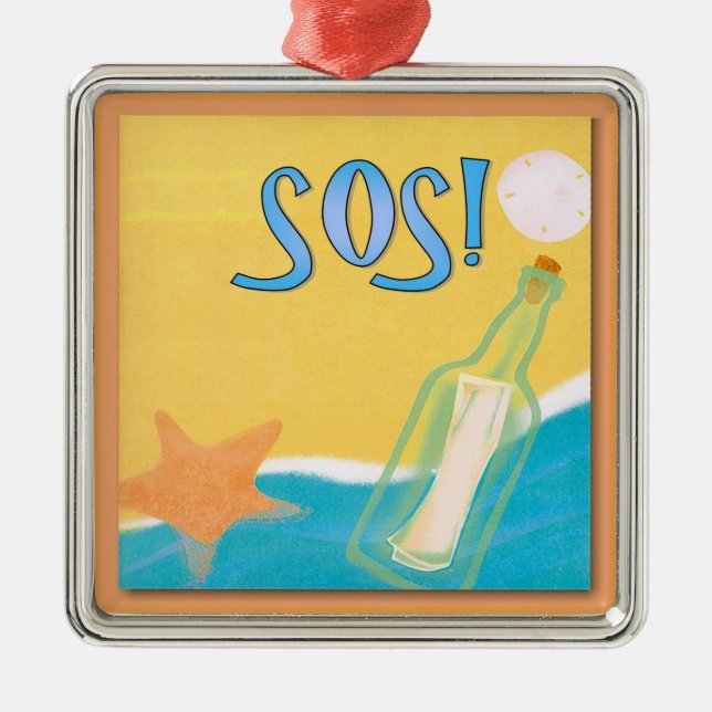 Ornement Métallique Message dans une bouteille 1 (Devant)