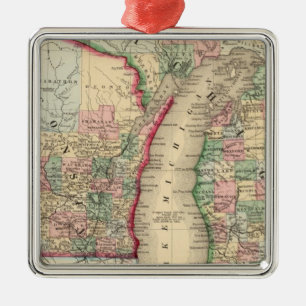 Ornement Métallique Michigan, Wisconsin Map par Mitchell