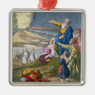 Ornement Métallique Moïse séparant la Mer Rouge, d'une bible imprim