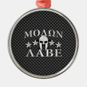 Ornement Métallique Molon Labe Spartan Warrior 5 étoiles Carbon
