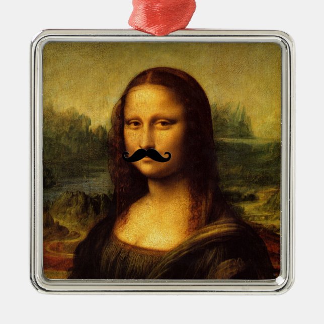 Ornement Métallique Mona Lisa Avec Moustache (Devant)