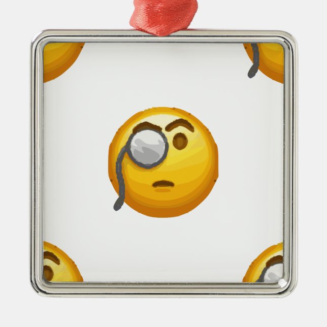 Ornement Métallique monocle émoji (Devant)