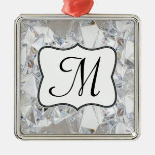 Ornement Métallique Monogramme de cristal de glace diamant