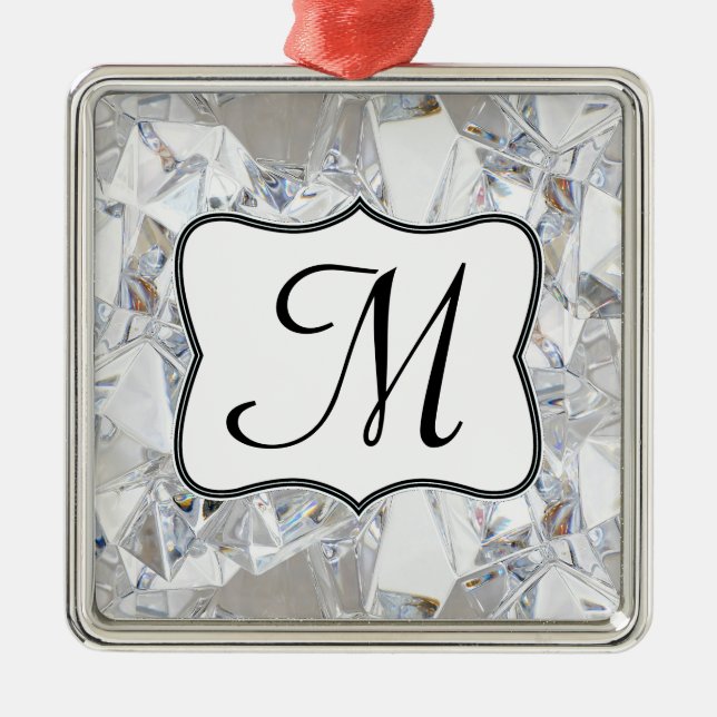 Ornement Métallique Monogramme de cristal de glace diamant (Devant)