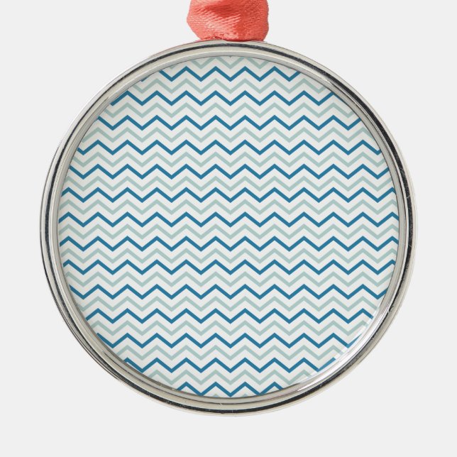 Ornement Métallique Motif Aqua Blue Chevron (Devant)
