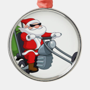 Ornement Métallique motocycliste santa claus