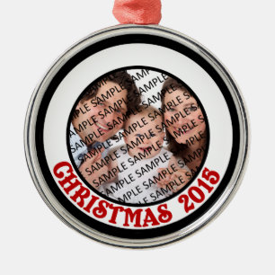 Ornement Métallique Noël 2015 Commemorative Photo Round Ornament