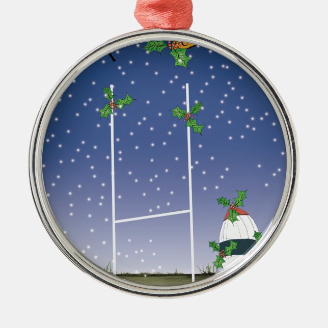 Ornement Métallique Noël de rugby (Devant)