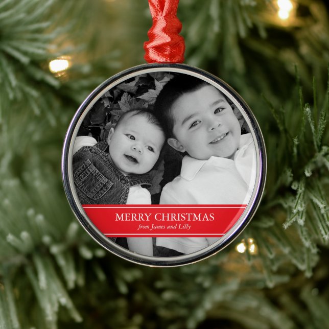 Ornement Métallique Noël moderne rouge et blanc (Arbre)