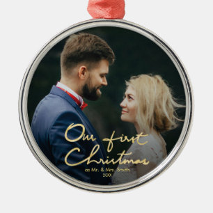 Ornement Métallique Notre premier Noël à la main