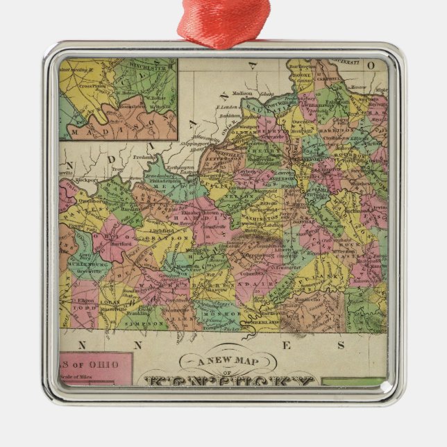 Ornement Métallique Nouvelle carte du Kentucky (Devant)