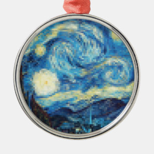 Ornement Métallique Nuit étoilée Pixellée par Van Gogh