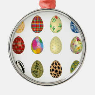 Ornement Métallique oeufs de pâques colorés