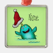Ornement, modèle nommé Narwhal mignon Père Noël