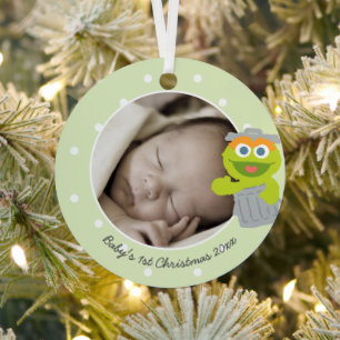 Ornement Métallique Oscar Premier Noël du bébé - Ajouter votre nom