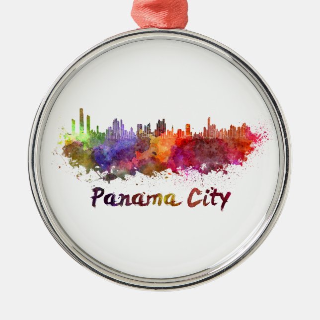 Ornement Métallique Panama Ville skyline in watercolor (Devant)