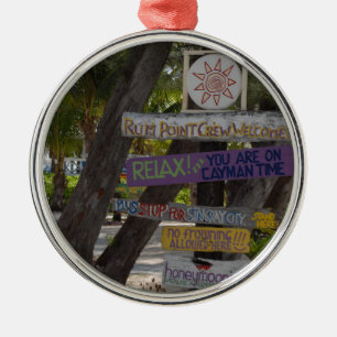 Ornement Métallique Panneau indicateur Rum Point Grand Cayman