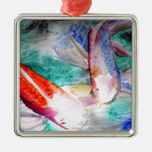 Ornement Métallique Papillon Koi aquarelle Art de poisson japonais