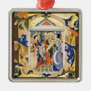 ORNEMENT MÉTALLIQUE PARCHEMENT ANTIQUE DE LA NATIVITÉ