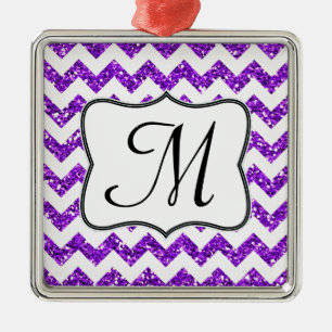 Ornement Métallique Parties scintillant violet moderne Monogramme Orne