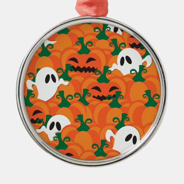 Ornement Métallique Patch Citrouille Haunted Halloween Ghosts (Devant)