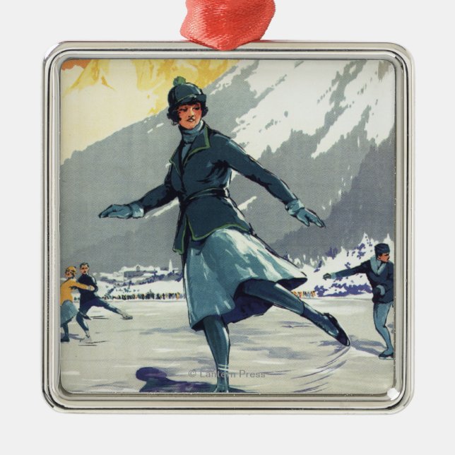 Ornement Métallique Patinage de glace - affiche olympique de promo de (Devant)