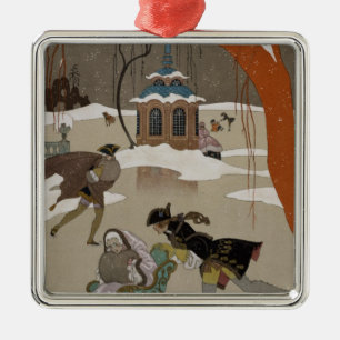 Ornement Métallique Patinage de glace sur le lac congelé