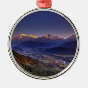Ornement Métallique Paysage de vue : L'HIMALAYA POKHARA NÉPAL