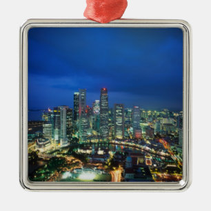 Ornement Métallique Paysage urbain de Singapour la nuit, Singapour