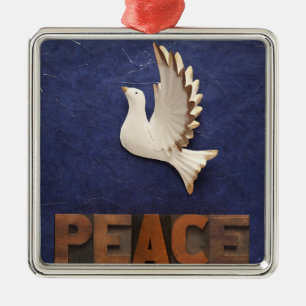 Ornement Métallique peace dosquare ornament