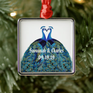 Ornement Métallique Peacocks vintages Embrasser les cadeaux de mariage