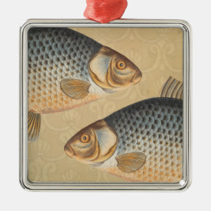Ornement Métallique peinture de pêche de carpe dessin d'eau douce