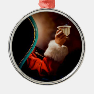 Ornement Métallique Père Noël la pause café Vintage