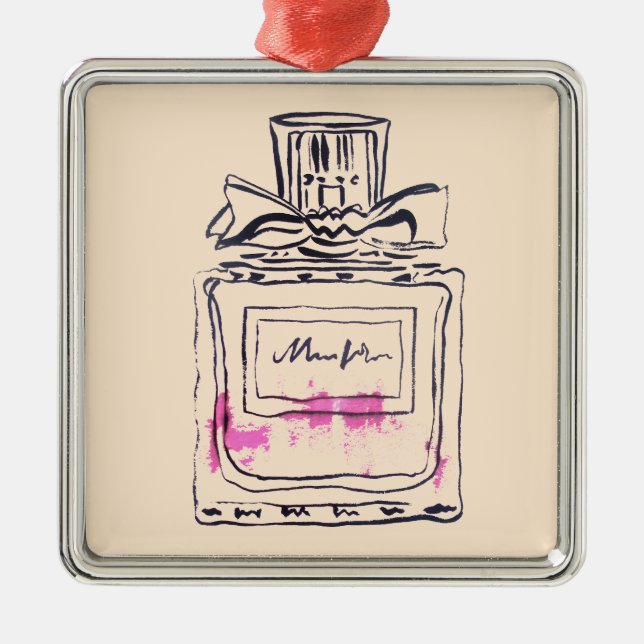 Ornement Métallique Perfume bottle fashion watercolour illustration (Devant)