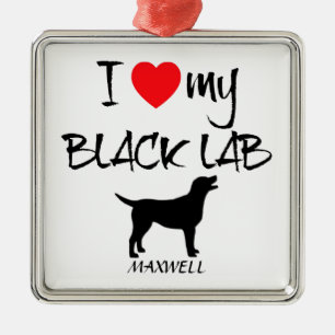 Ornement Métallique Personnalisé J'Aime Mon Black Lab