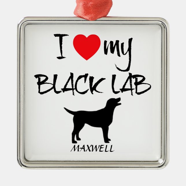 Ornement Métallique Personnalisé J'Aime Mon Black Lab (Devant)
