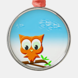 Ornement Métallique Petite chouette sur une branche