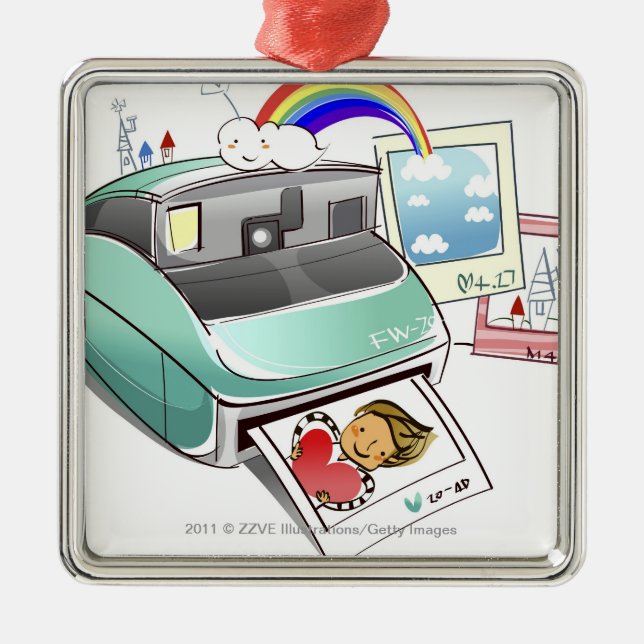 Ornement Métallique Photographie sortant d'un appareil-photo (Devant)