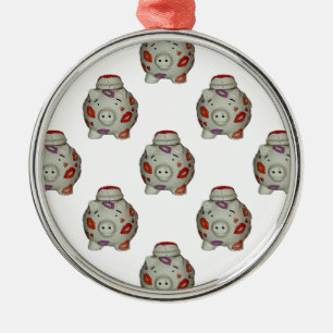Ornement Métallique Pig Rouge Adorable